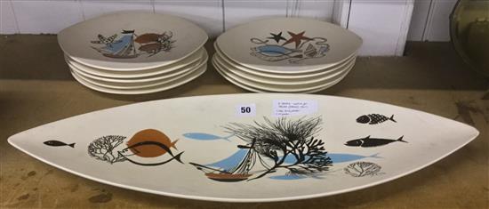 French 1970s fish set